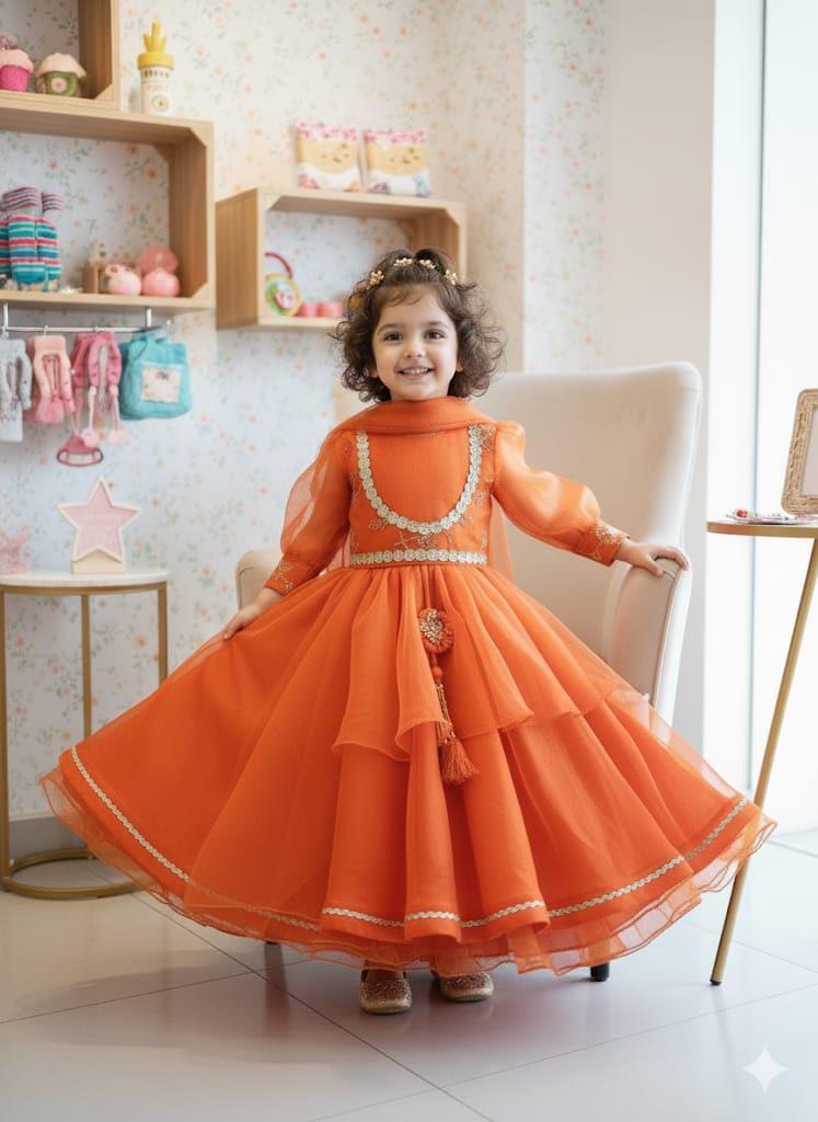 Dazzling Orange Lahenga Set
